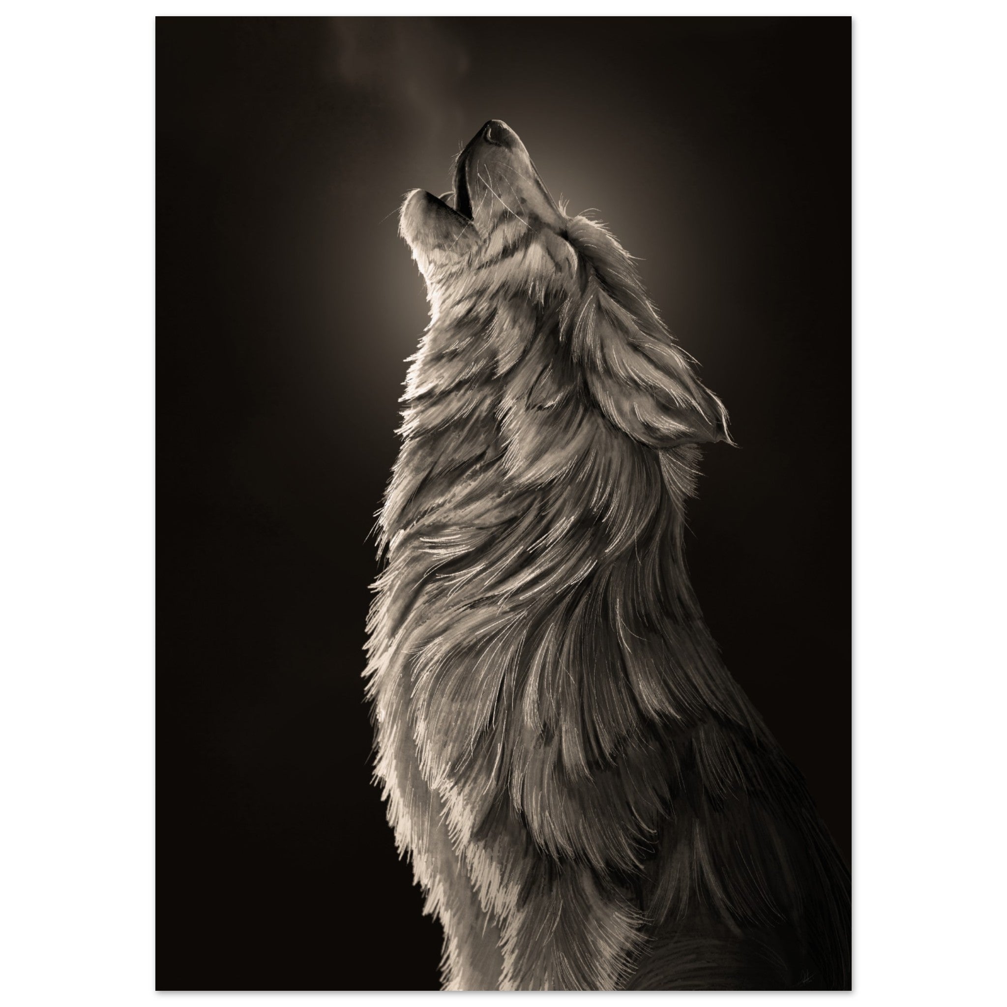 Howling wolf | Premium matte paper poster.