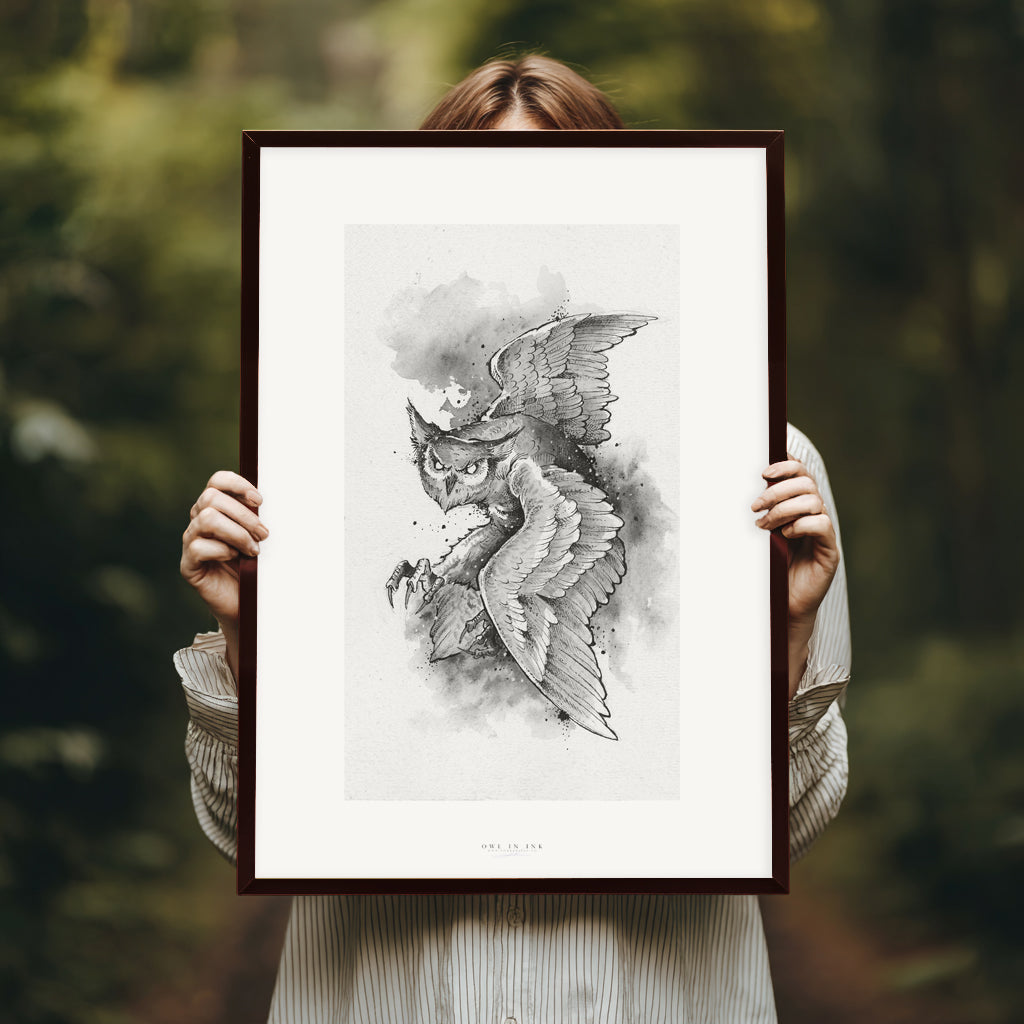Owl in ink | Fine Art Print | 50x70 - 30x40